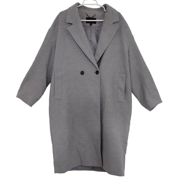 Banana Republic Women's Double-Breasted Gray Wool Blend Coat - L - Picture 1 of 8
